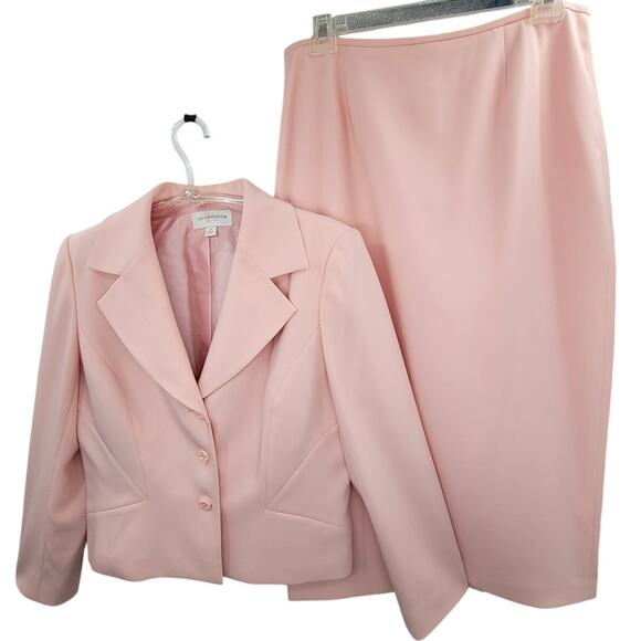 Liz Claiborne Vintage Pastel 3 Button Single Breasted Ladies Midi Skirt Set Suit - Picture 1 of 16